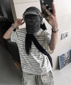 半袖Tシャツ ストライプ半袖Tシャツ IVORY