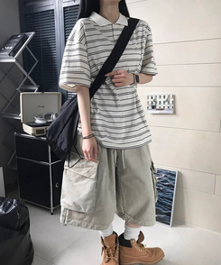 半袖Tシャツ ストライプ半袖Tシャツ IVORY