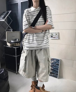 半袖Tシャツ ストライプ半袖Tシャツ IVORY