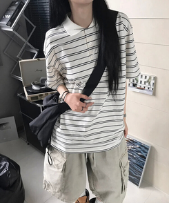 半袖Tシャツ ストライプ半袖Tシャツ IVORY