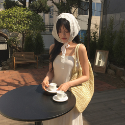 ファッション雑貨 レースフラワー三角ボンネットスカーフ IVORY