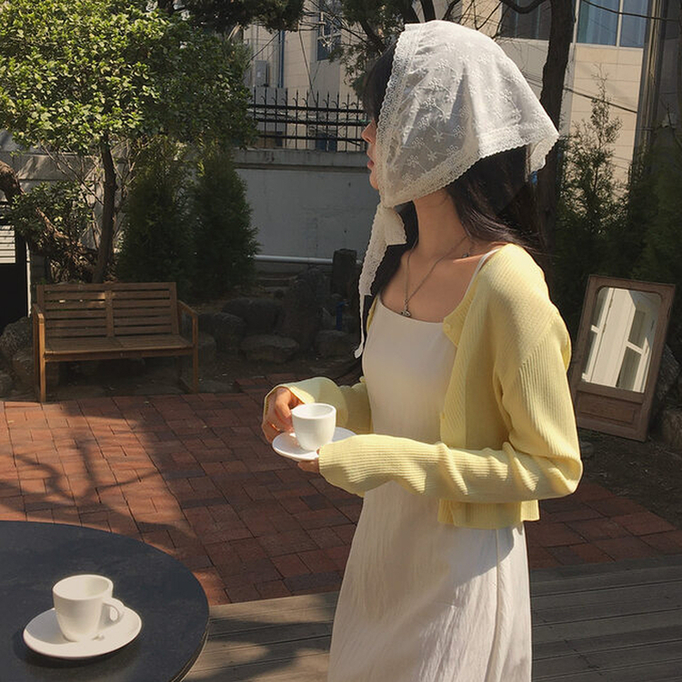 レースフラワー三角ボンネットスカーフ IVORY