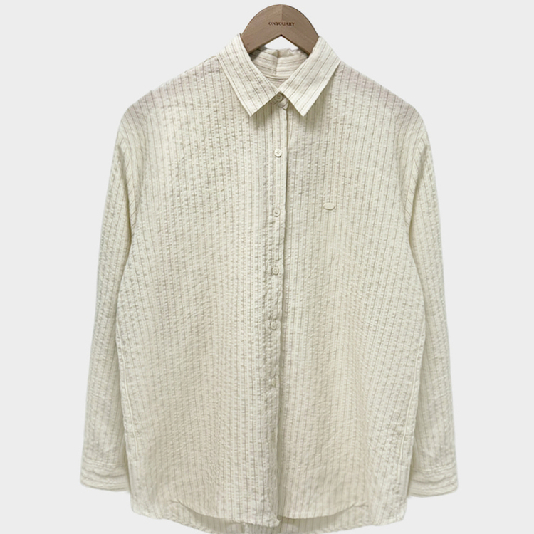 여름교복 확정피부에 달라붙지 않는 엠보싱 팬던트 스트라이프 루즈핏 셔츠 남방