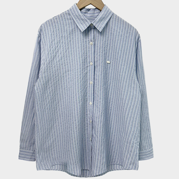여름교복 확정피부에 달라붙지 않는 엠보싱 팬던트 스트라이프 루즈핏 셔츠 남방