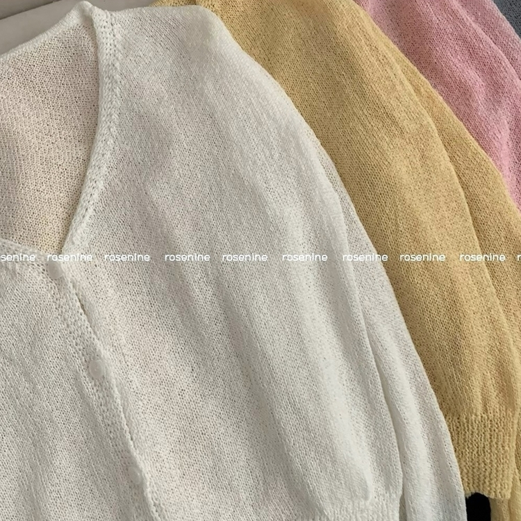 레블 브이넥 긴팔 니트 여름 가디건 여름가디건