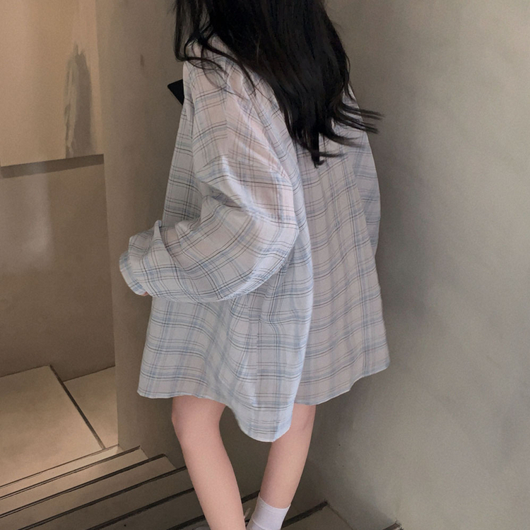 한여름까지 쭉리얼오버핏 체크 셔츠 남방 아이보리