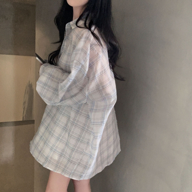 한여름까지 쭉리얼오버핏 체크 셔츠 남방 아이보리