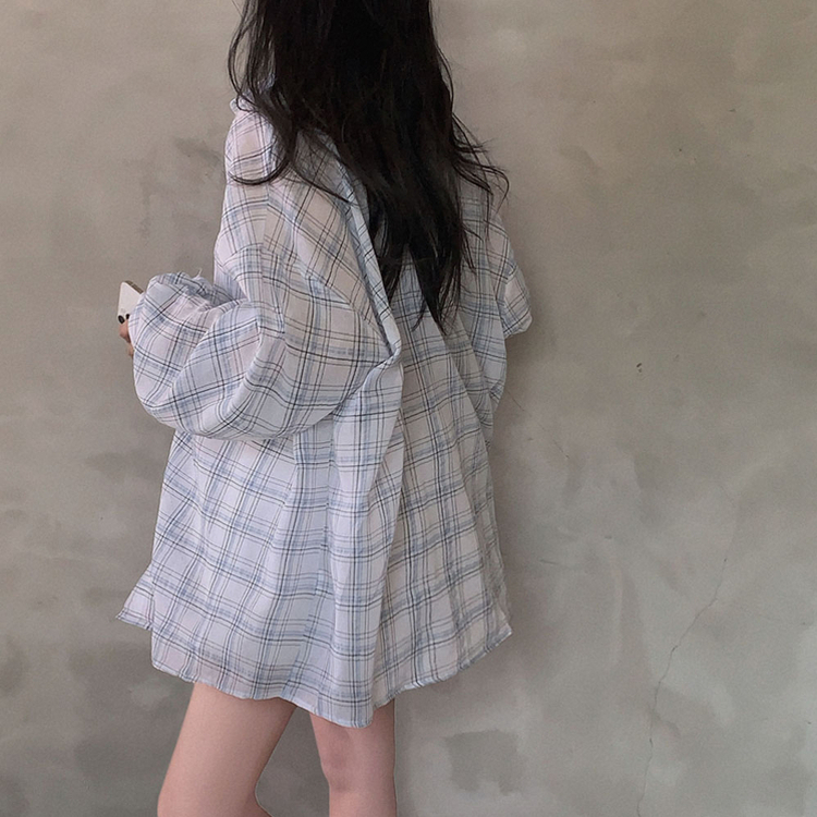 한여름까지 쭉리얼오버핏 체크 셔츠 남방 아이보리