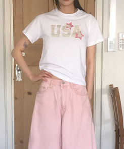 半袖Tシャツ USAビンテージワッペン半袖Tシャツ WHITE