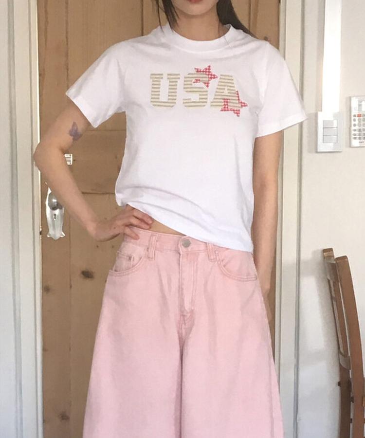 USAビンテージワッペン半袖Tシャツ WHITE