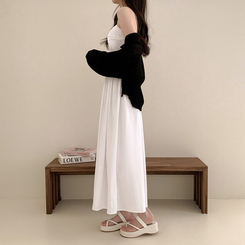 ロングワンピース スクエアシャーリングフレアワンピース IVORY