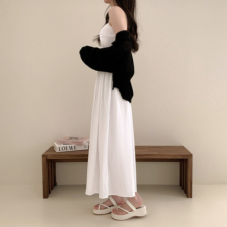 スクエアシャーリングフレアワンピース IVORY