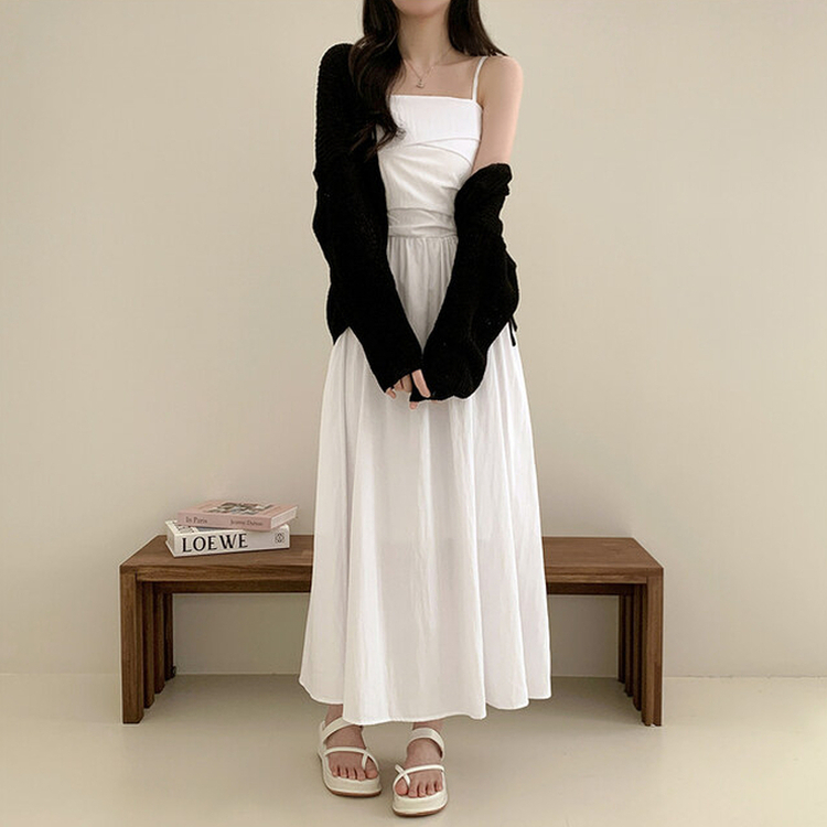 スクエアシャーリングフレアワンピース IVORY