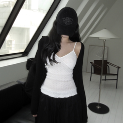 ノースリーブ パンチングフリルキャミソール WHITE
