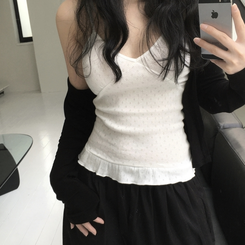 ノースリーブ パンチングフリルキャミソール WHITE