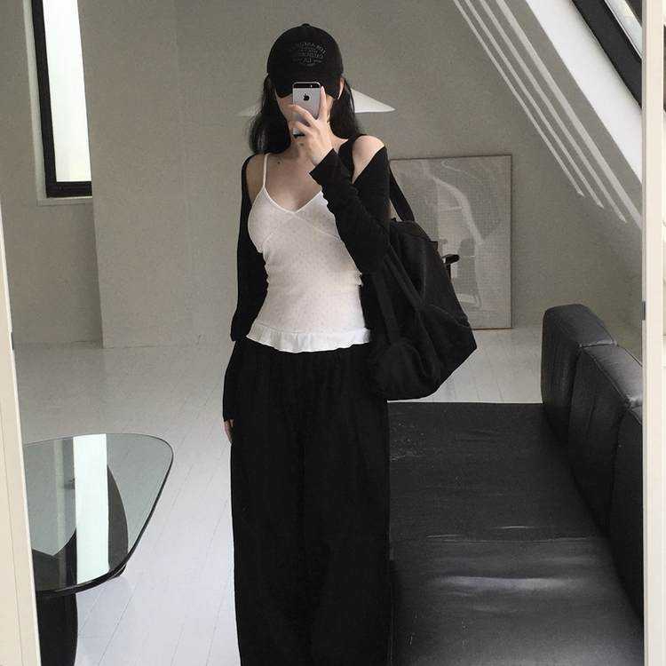 オープンショールカーディガン BLACK