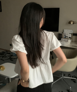 リボンレース半袖ブラウス IVORY