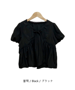 リボンレース半袖ブラウス