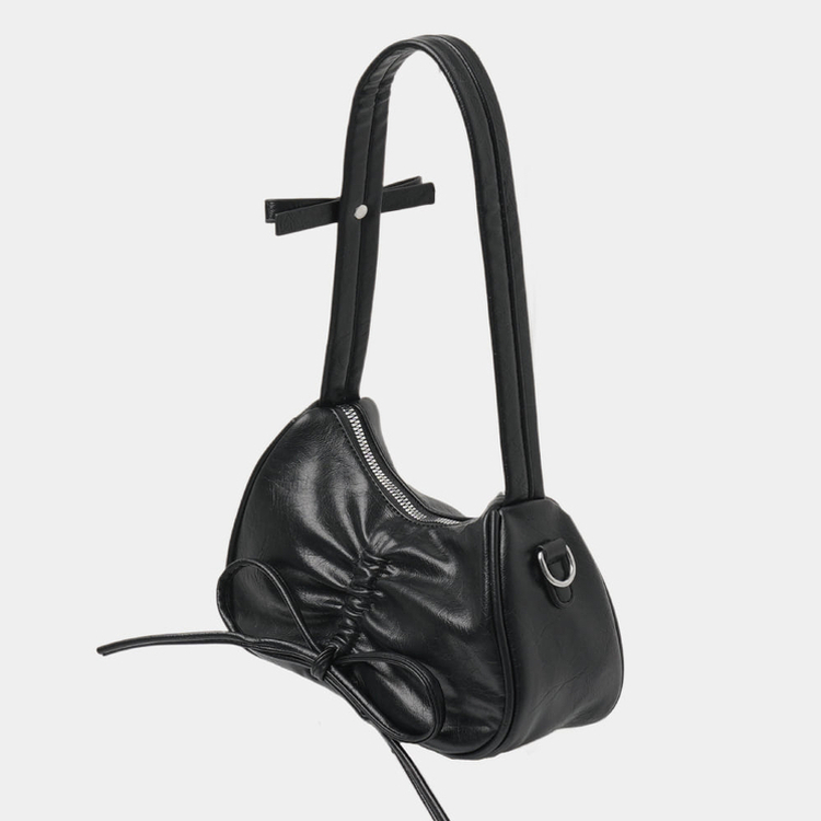 リボンミニショルダークロスバッグ BLACK
