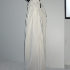 コットンパンツ ヒップポケットピンタックワイドパンツ(6color) CREAM IVORY
