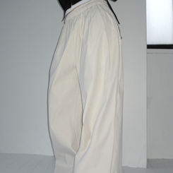 コットンパンツ ヒップポケットピンタックワイドパンツ(6color) CREAM IVORY