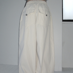 コットンパンツ ヒップポケットピンタックワイドパンツ(6color) CREAM IVORY