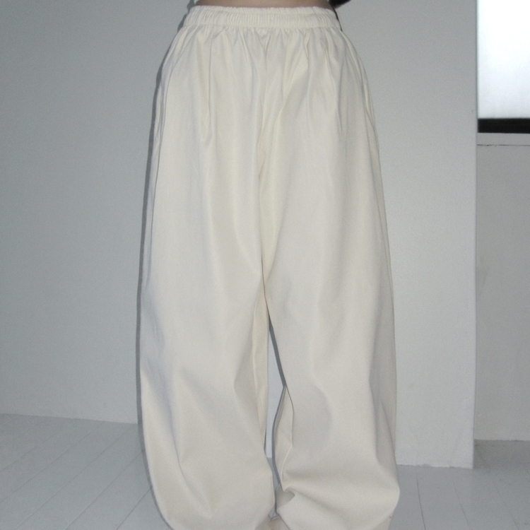 ヒップポケットピンタックワイドパンツ(6color) CREAM IVORY