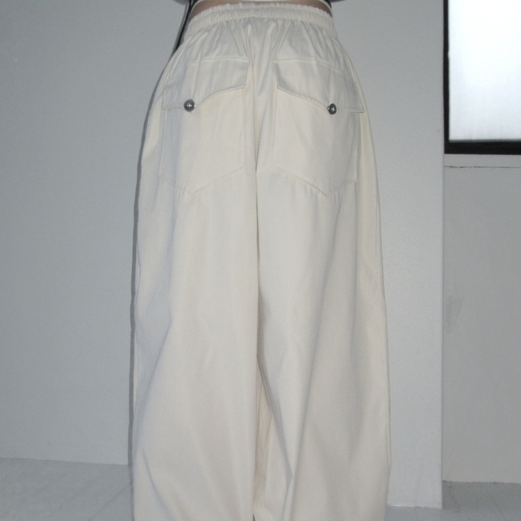 ヒップポケットピンタックワイドパンツ(6color) CREAM IVORY