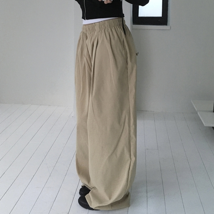 ヒップポケットピンタックワイドパンツ(6color) BEIGE