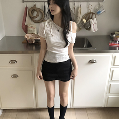 [치마바지!핏이쁨]코튼 면 스판 쫀쫀 미니스커트 치마 바지 2color 블랙