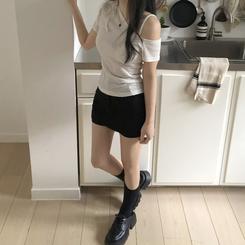 [치마바지!핏이쁨]코튼 면 스판 쫀쫀 미니스커트 치마 바지 2color 블랙