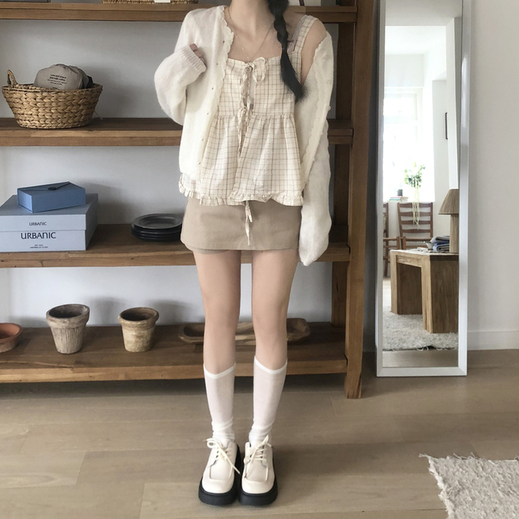 スパンミニスカートパンツ BEIGE