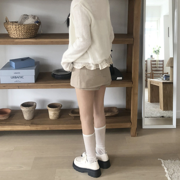 スパンミニスカートパンツ BEIGE