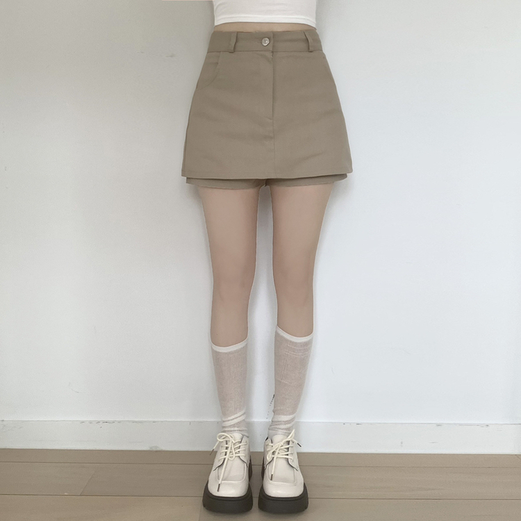 スパンミニスカートパンツ BEIGE