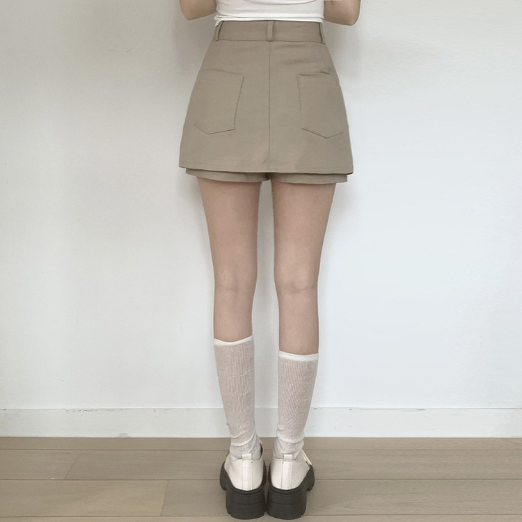 スパンミニスカートパンツ BEIGE