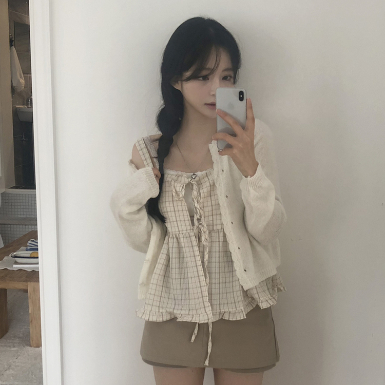 スパンミニスカートパンツ BEIGE