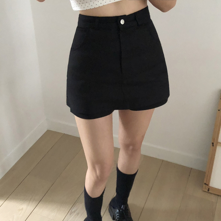 スパンミニスカートパンツ BLACK