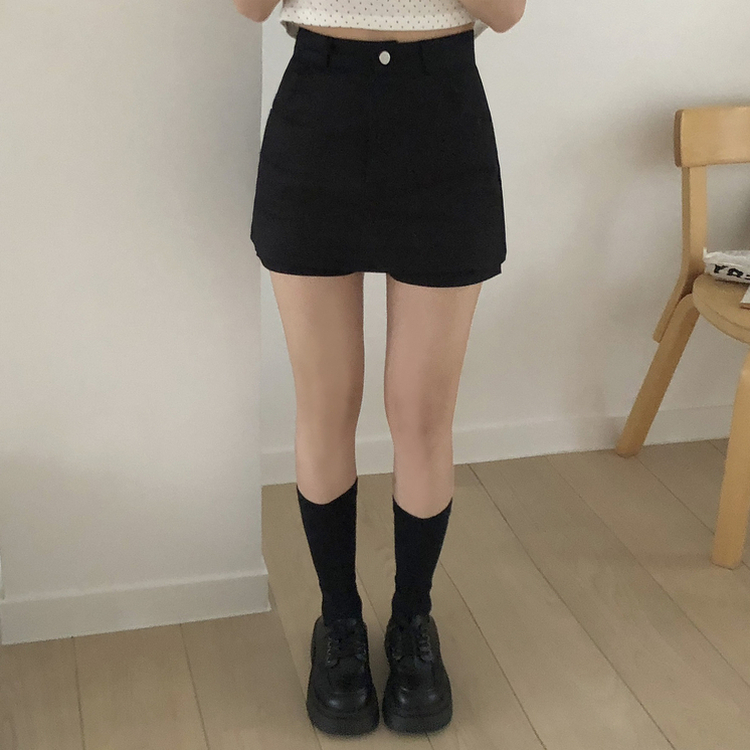 スパンミニスカートパンツ BLACK