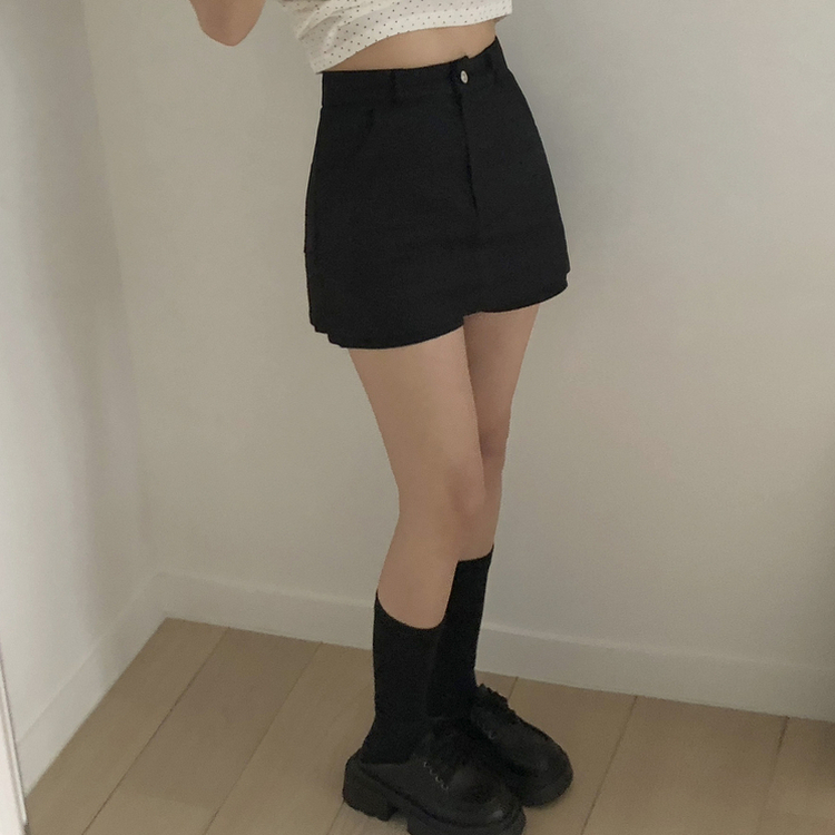 スパンミニスカートパンツ BLACK