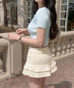ミニスカート ツイードプリーツミニスカート IVORY