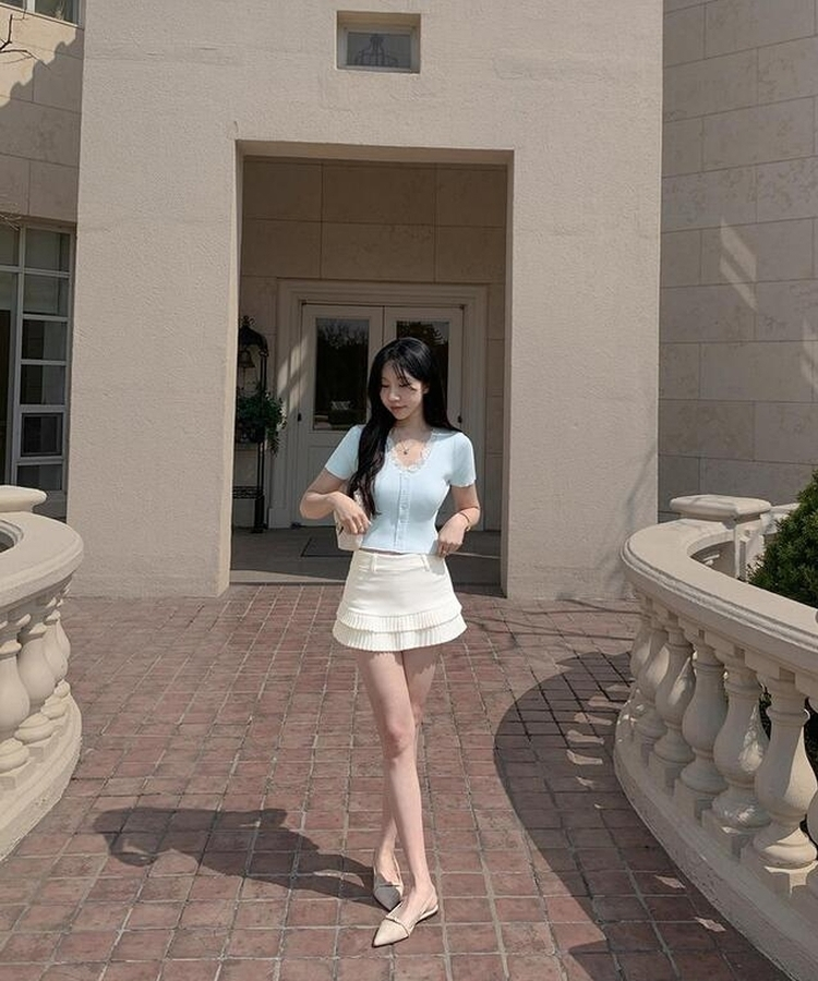 ツイードプリーツミニスカート IVORY