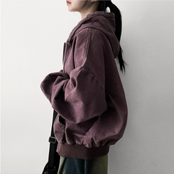 オーバーピグメントフードジップアップ PINK