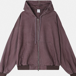 オーバーピグメントフードジップアップ