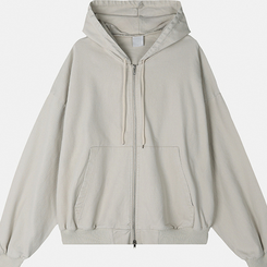 オーバーピグメントフードジップアップ