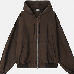 オーバーピグメントフードジップアップ