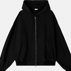 オーバーピグメントフードジップアップ