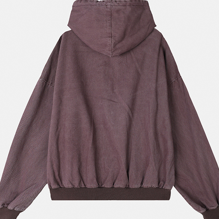 オーバーピグメントフードジップアップ