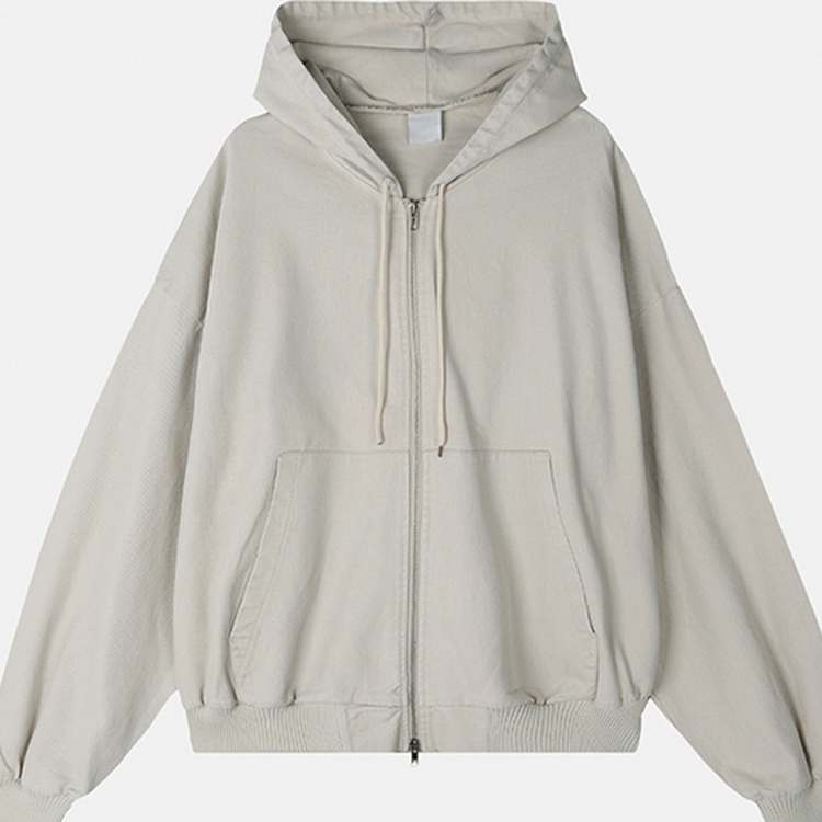 オーバーピグメントフードジップアップ