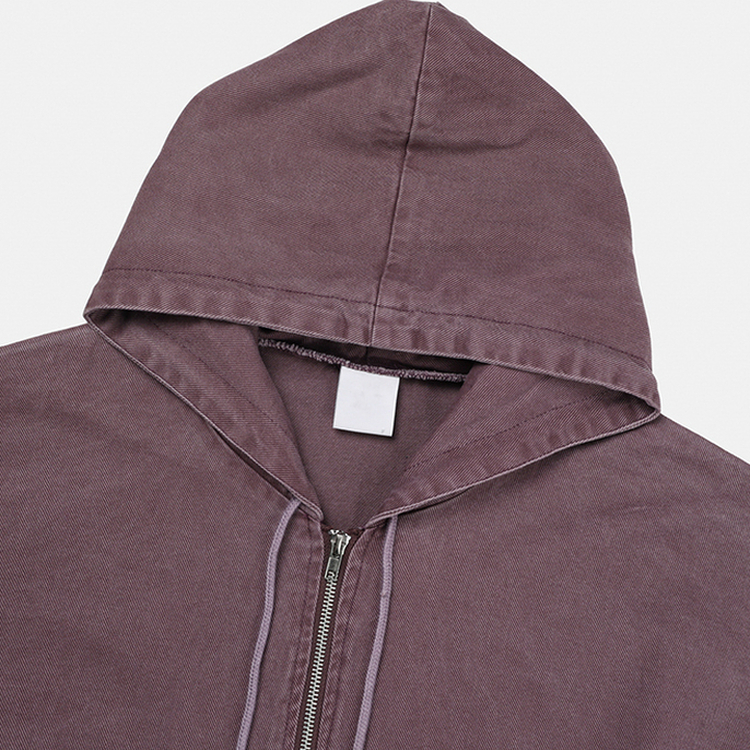 オーバーピグメントフードジップアップ