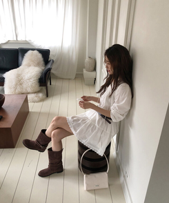 バックルスエードブーツ BROWN